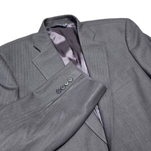 Brooks Brothers 346 Stretch Blazer Wool Blend Striped Gray Men's‎ 42L
